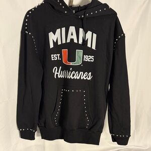 Miami Hurricanes Black Hoodie with Stud Accents